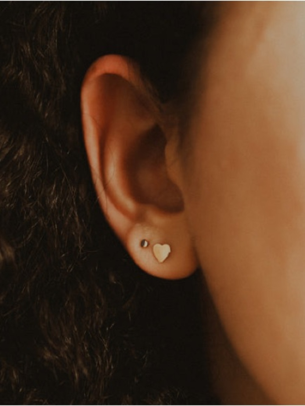 Dainty Gold Heart Stud Earring just one